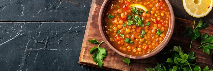 Canvas Print - Lentil Soup with a Touch of Lemon