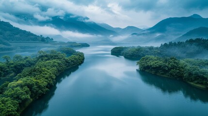 Sticker - Serene Mountain River Landscape