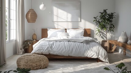 Sticker - Cozy Sunlit Bedroom with Greenery