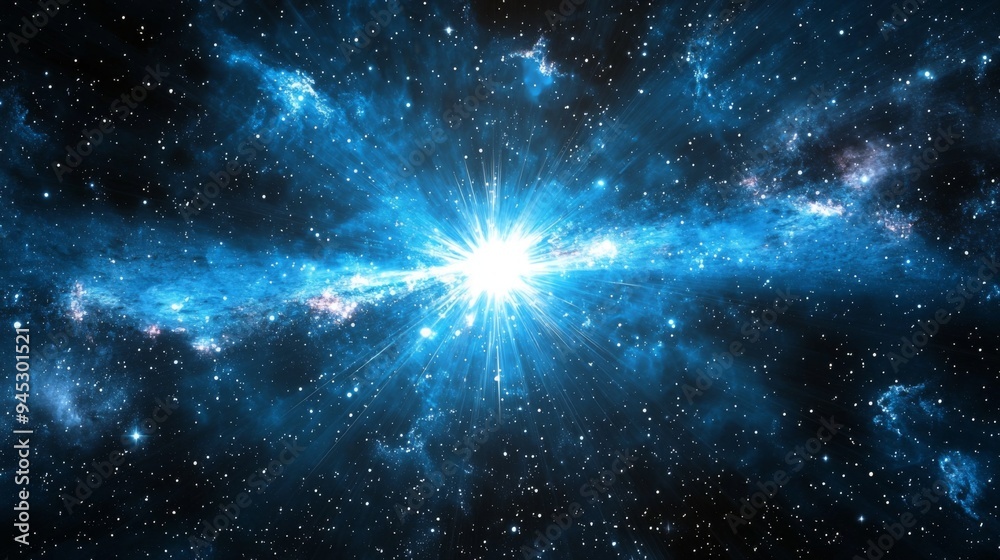 Bright starburst with sharp light rays cutting through space Stock ...