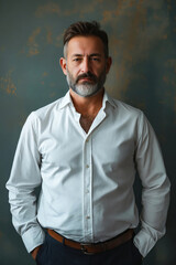 Poster - A man with a beard standing in front of a wall.