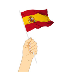 Wall Mural - Vector illustration of Spain flag in hand on transparent background