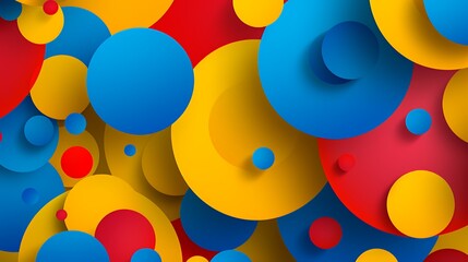 Wall Mural - A vibrant abstract background featuring colorful overlapping circles in red, blue, and yellow.