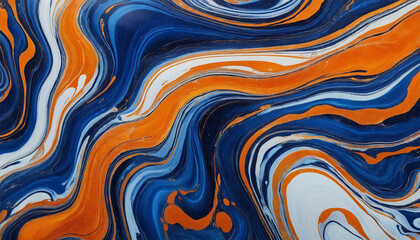 Texture abstrait effet fond fluide texture marbre mouvant liquide orange blanc bleu.