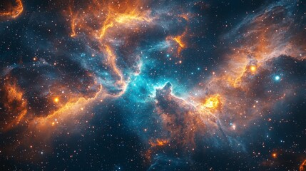 Wall Mural - close-up of swirling, bright nebulae with vibrant colors