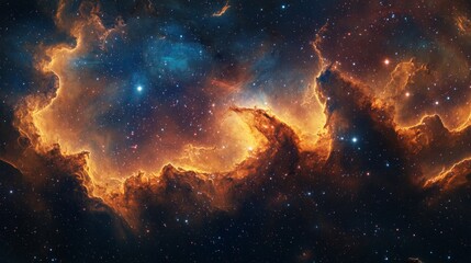 Wall Mural - cluster of stars surrounded by colorful gas clouds in deep space