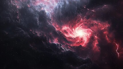 Wall Mural - cosmic storm with swirling gases and bright lightning effects