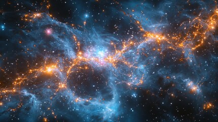 Wall Mural - cosmic web : high-resolution image of the cosmic web, with galaxies linked by dark matter filaments