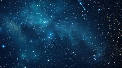 Wall Mural - Abstract Network of Stars in Deep Space.