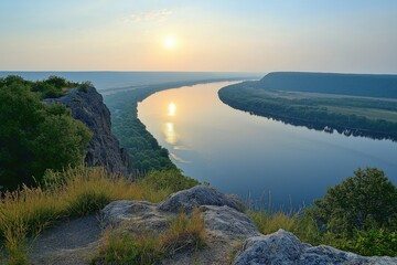 Wall Mural - Volga River. Beautiful summer landscape.