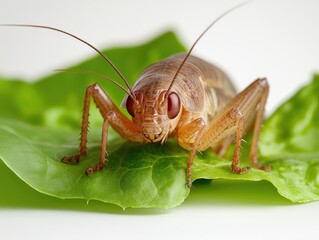 Canvas Print - grasshopper on white background