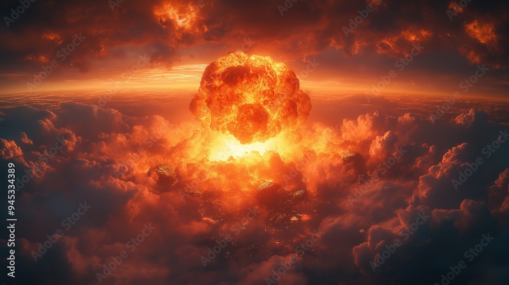 Nuclear bomb is exploding violently smoke exploded into a mushroom ...