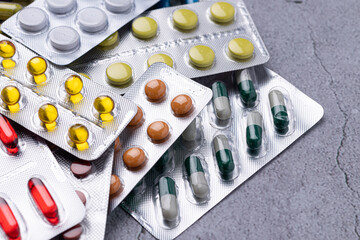 Wall Mural - Variety of medicines and drugs.Medicine and healthcare concept