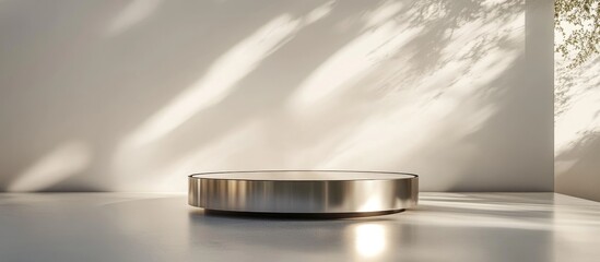 Poster - 3D rendering of a metallic podium against a minimalist white backdrop