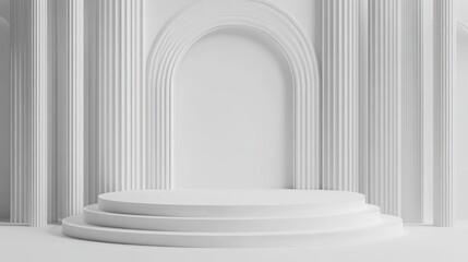 Aufkleber - 3D Illustration of a White Low Pedestal Stage or Podium Background