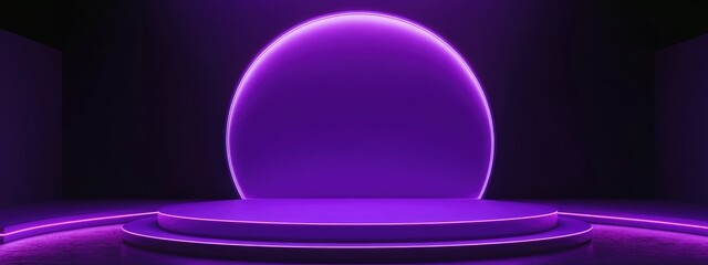 Poster - 3D Rendering of an Abstract Purple Background Featuring a White Podium