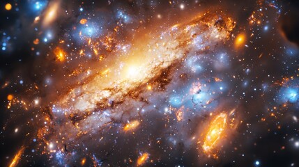 Wall Mural - galaxy with dark matter : close-up of a galaxy where dark matter forms visible, ghostly structures