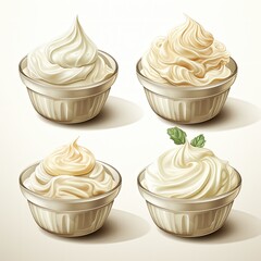 Wall Mural - Simple Illustration of Sour Cream Isolated on a White Background