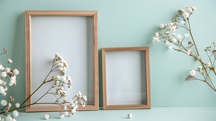 Two Wooden Frames with Flowers