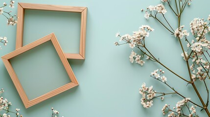 Two Wooden Frames with Flowers