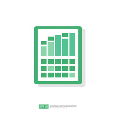 Poster - Spreadsheet icon flat illustration. Financial accounting report concept. office things for planning and accounting, analysis, audit, project management, marketing, research vector