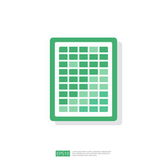 Poster - Spreadsheet icon flat illustration. Financial accounting report concept. office things for planning and accounting, analysis, audit, project management, marketing, research vector
