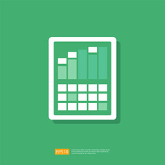 Poster - Spreadsheet icon flat illustration. Financial accounting report concept. office things for planning and accounting, analysis, audit, project management, marketing, research vector