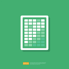 Poster - Spreadsheet icon flat illustration. Financial accounting report concept. office things for planning and accounting, analysis, audit, project management, marketing, research vector