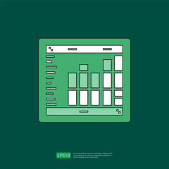 Poster - Spreadsheet flat outline icon flat illustration. Financial accounting report concept. office things for planning and accounting, analysis, audit, project management, marketing, research vector