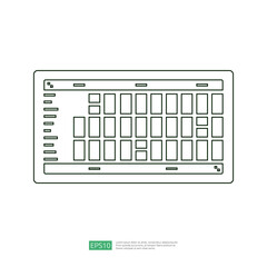 Poster - Spreadsheet outline icon flat illustration. Financial accounting report concept. office things for planning and accounting, analysis, audit, project management, marketing, research vector