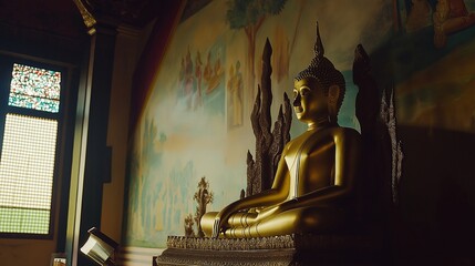 golden buddha statue in temple