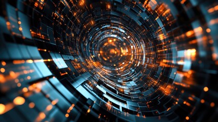 Poster - 3D rendered abstract background featuring a technological fractal design