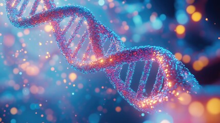 Poster - 3D rendering of a DNA structure with an abstract backdrop