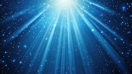 Poster - Blue Background with Rays of Light Beautiful Flash Illustration