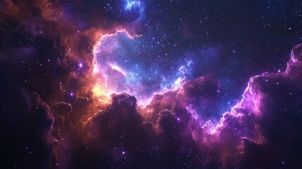 Poster - cosmic scene featuring vibrant stars and nebulae in the sky showcasing galaxies and colorful gas clo