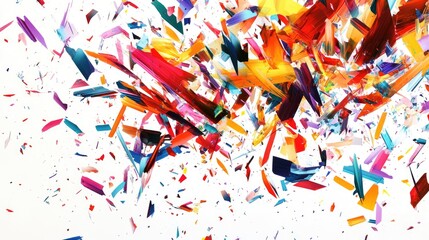 Poster - Abstract wallpaper featuring chaotic random shards of vibrant colors on a white background in a widescreen 16 9 format