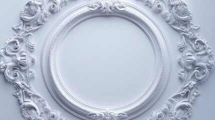 Poster - Decorative borders encircle a white circular frame background