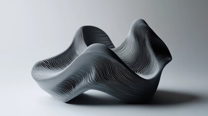 Poster - Abstract 3D shape featuring a distorted wave like design created through computer generation