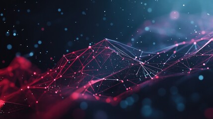  - Abstract background featuring a noisy polygonal graph created from dots and lines on a dark backdrop Wireframe technology concept illustrating data connections in virtual space Suitable for busine