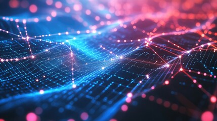 Poster - Abstract digital technology background featuring interconnected dots and lines representing big data in a 3D rendering