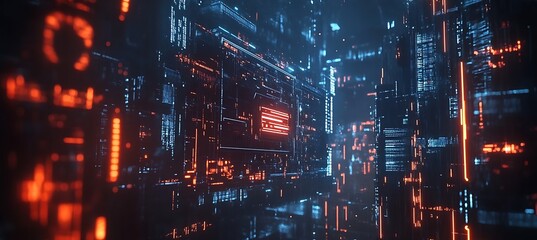 Poster - a digital world with advanced ai and glowing neon pathways