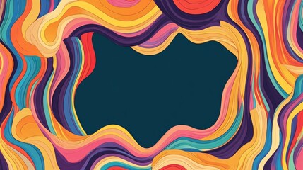 Poster - Colorful abstract pattern in a rectangular frame featuring an empty center space