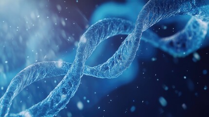 Poster - Blue medical backdrop featuring DNA strands and flowing waves