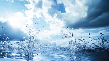 Poster - Cloudy sky with splashes of water