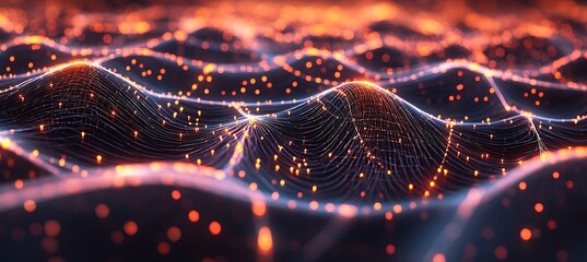 Poster - A digital world with glowing neon pathways and cybernetic structures 
