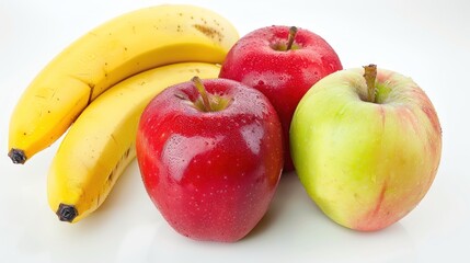 Poster - Fresh, ripe banana and apples.