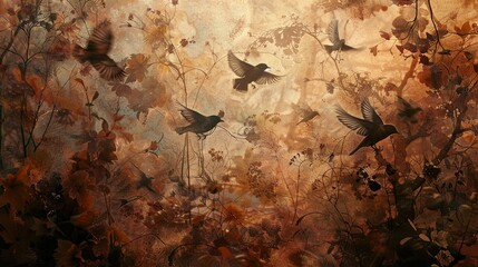 Canvas Print - Birds in Flight: A Surrealist Nature Scene