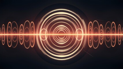 Poster -  Pulsating circles in sync with music rhythm. Animated ripple effect with circular shapes on a dark backdrop. Dynamic circles featuring pulsation and musical vibration elements.