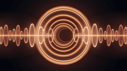 Poster -  Pulsating circles in sync with music rhythm. Animated ripple effect with circular shapes on a dark backdrop. Dynamic circles featuring pulsation and musical vibration elements.