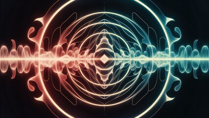 Poster -  Quantum Dynamics Series: Abstract Design Featuring Patterns of Oscillating Frequency Waves in Modern Science and Research.